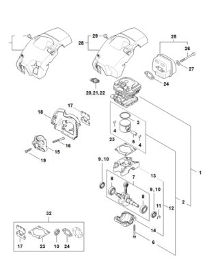 Картер, цилиндар, пригушувач